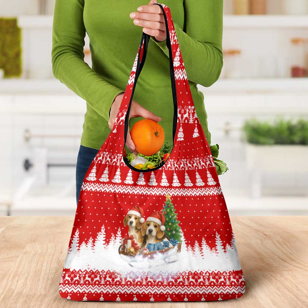 Beagle Dashing Dog Christmas Grocery Bag Xmas Holiday Patterns - Wonder Print Shop