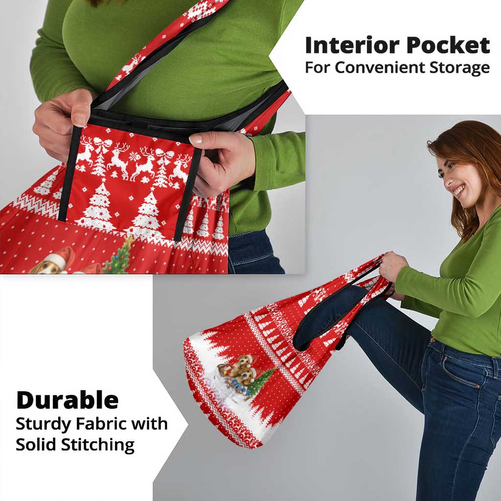 Beagle Dashing Dog Christmas Grocery Bag Xmas Holiday Patterns - Wonder Print Shop