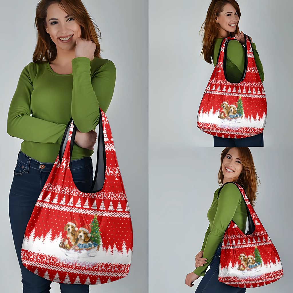 Beagle Dashing Dog Christmas Grocery Bag Xmas Holiday Patterns - Wonder Print Shop