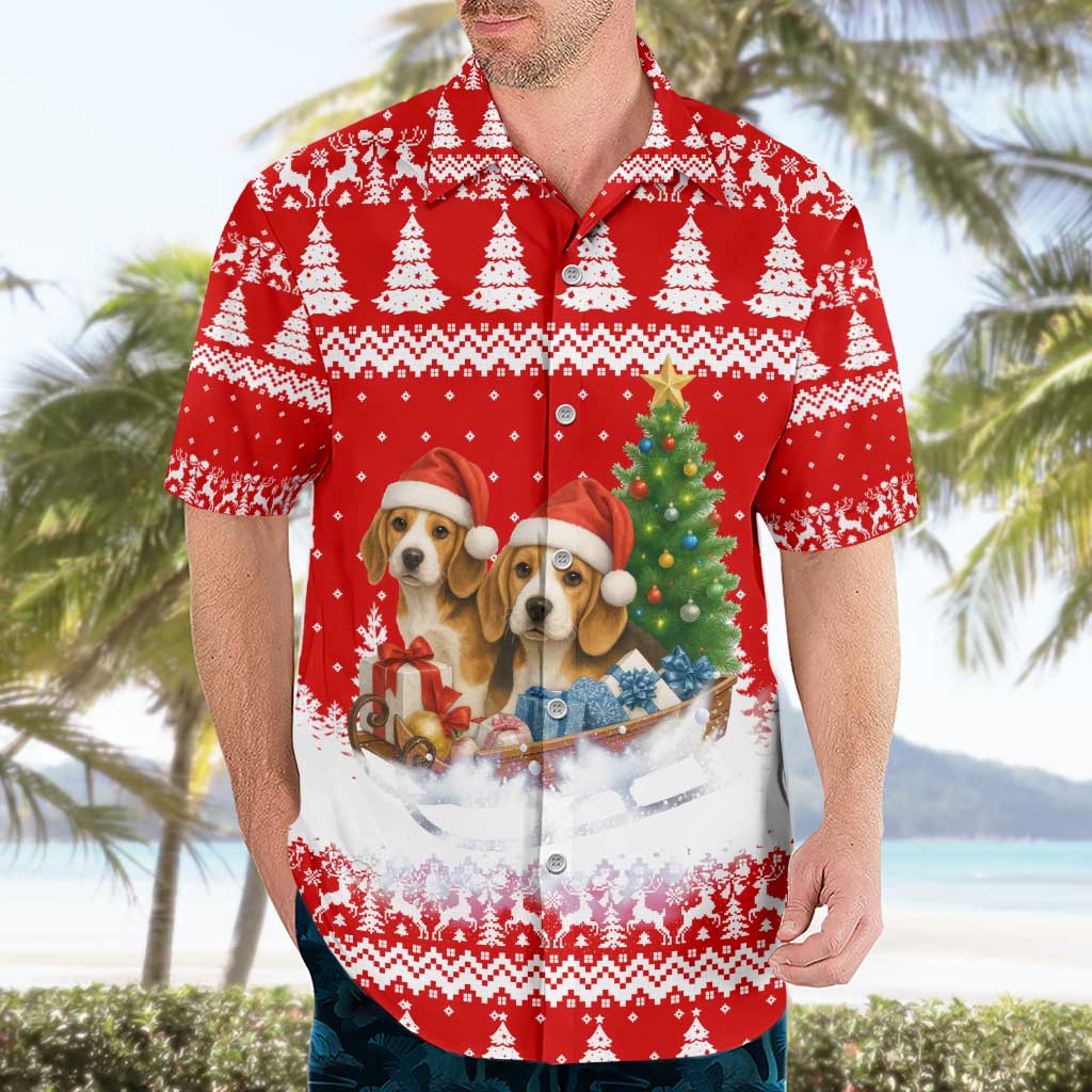 Beagle Dashing Dog Christmas Hawaiian Shirt Xmas Holiday Patterns - Wonder Print Shop