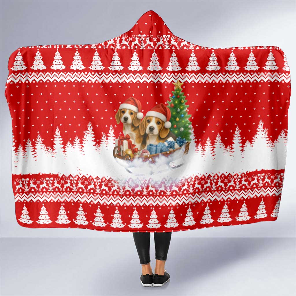 Beagle Dashing Dog Christmas Hooded Blanket Xmas Holiday Patterns - Wonder Print Shop