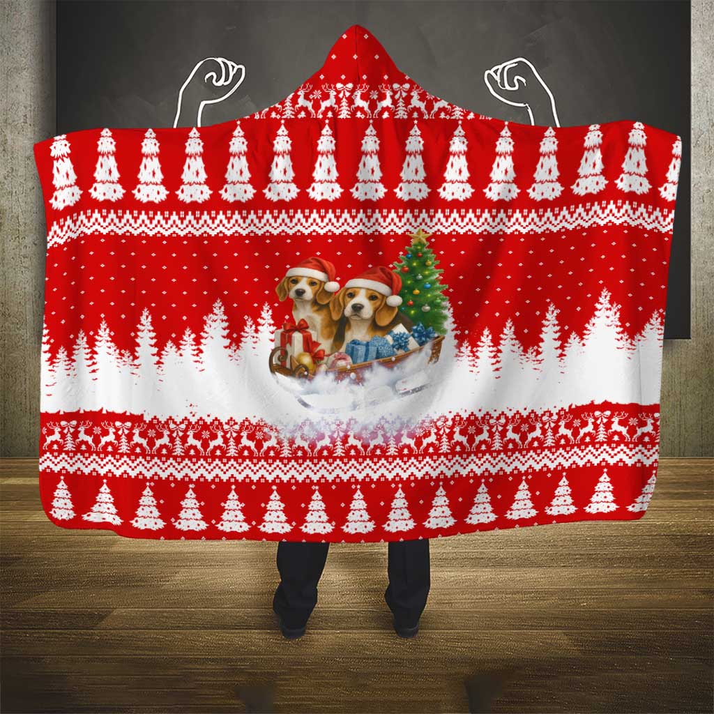 Beagle Dashing Dog Christmas Hooded Blanket Xmas Holiday Patterns - Wonder Print Shop