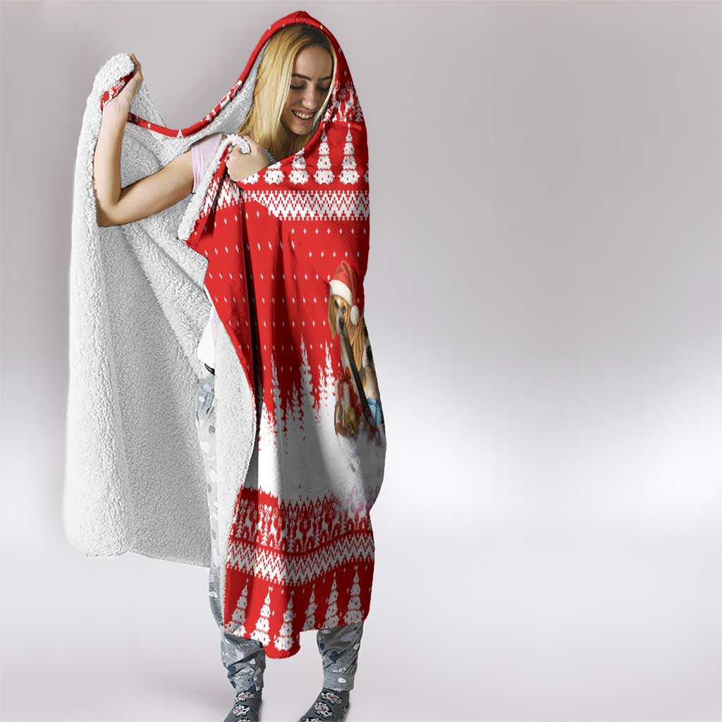 Beagle Dashing Dog Christmas Hooded Blanket Xmas Holiday Patterns - Wonder Print Shop