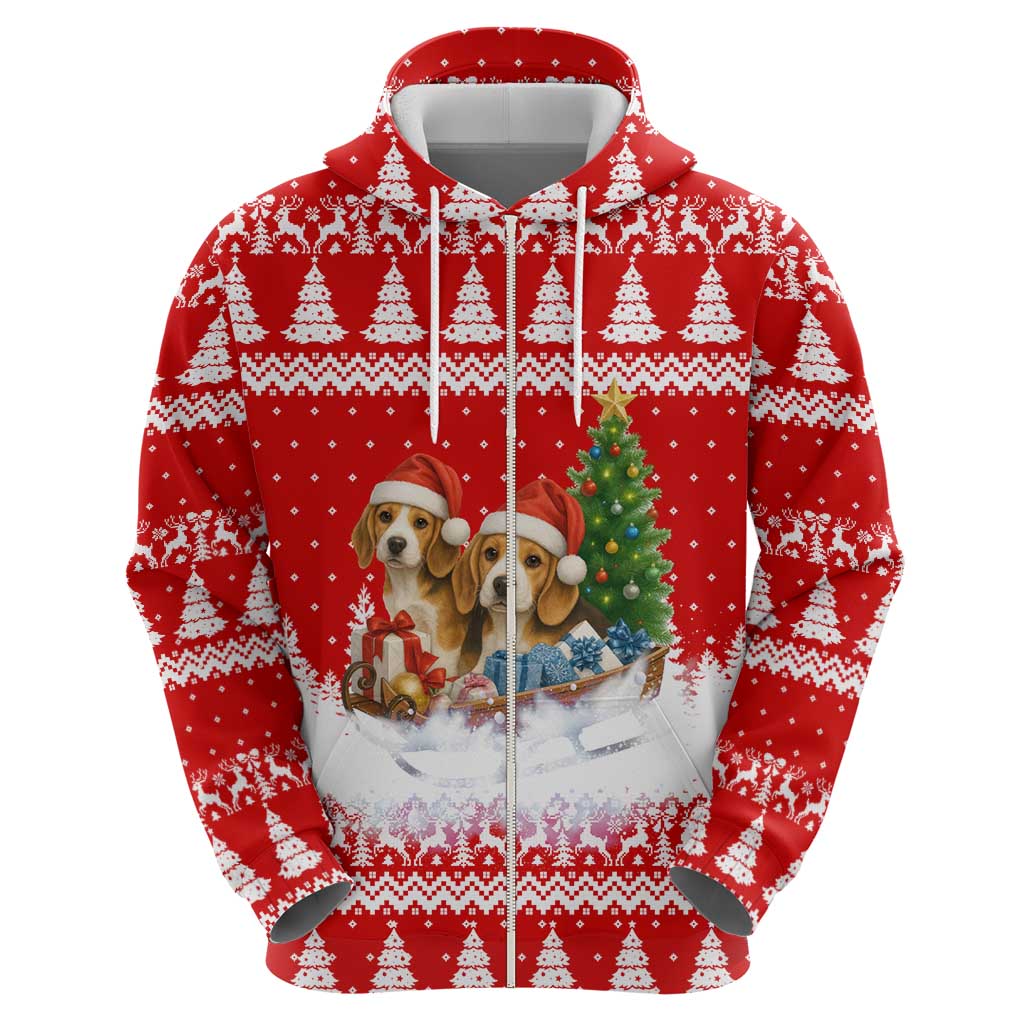 Beagle Dashing Dog Christmas Hoodie Xmas Holiday Patterns - Wonder Print Shop