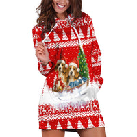 Beagle Dashing Dog Christmas Hoodie Dress Xmas Holiday Patterns - Wonder Print Shop