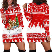 Beagle Dashing Dog Christmas Hoodie Dress Xmas Holiday Patterns - Wonder Print Shop