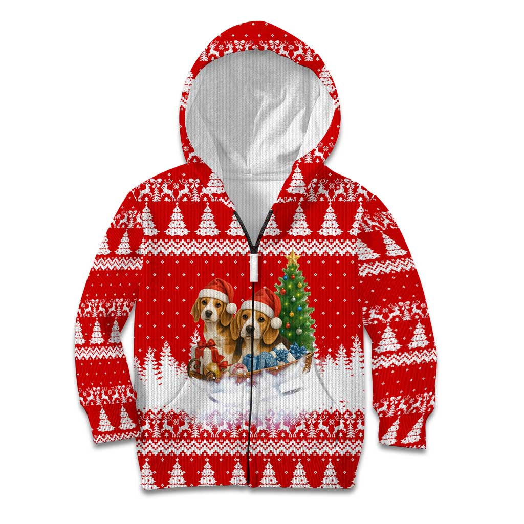 Beagle Dashing Dog Christmas Kid Hoodie Xmas Holiday Patterns - Wonder Print Shop