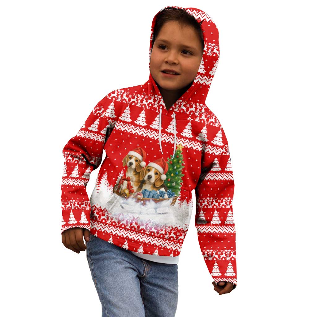 Beagle Dashing Dog Christmas Kid Hoodie Xmas Holiday Patterns - Wonder Print Shop
