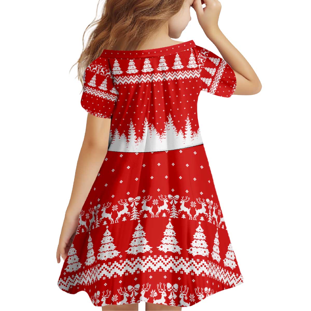 Beagle Dashing Dog Christmas Kid Short Sleeve Dress Xmas Holiday Patterns - Wonder Print Shop