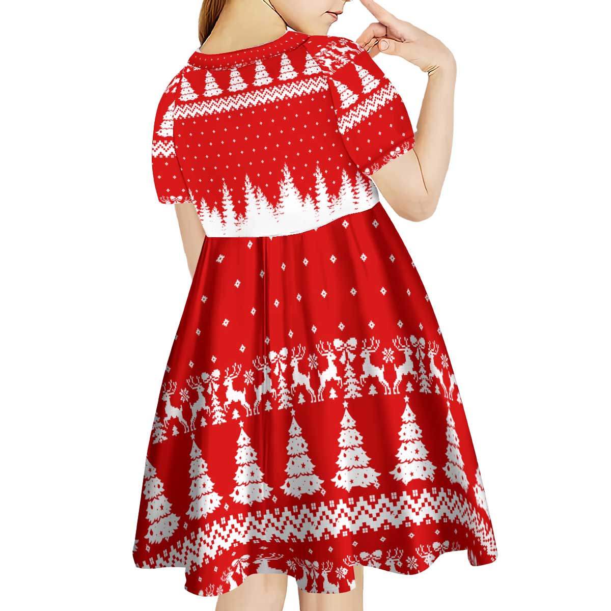 Beagle Dashing Dog Christmas Kid Short Sleeve Dress Xmas Holiday Patterns - Wonder Print Shop