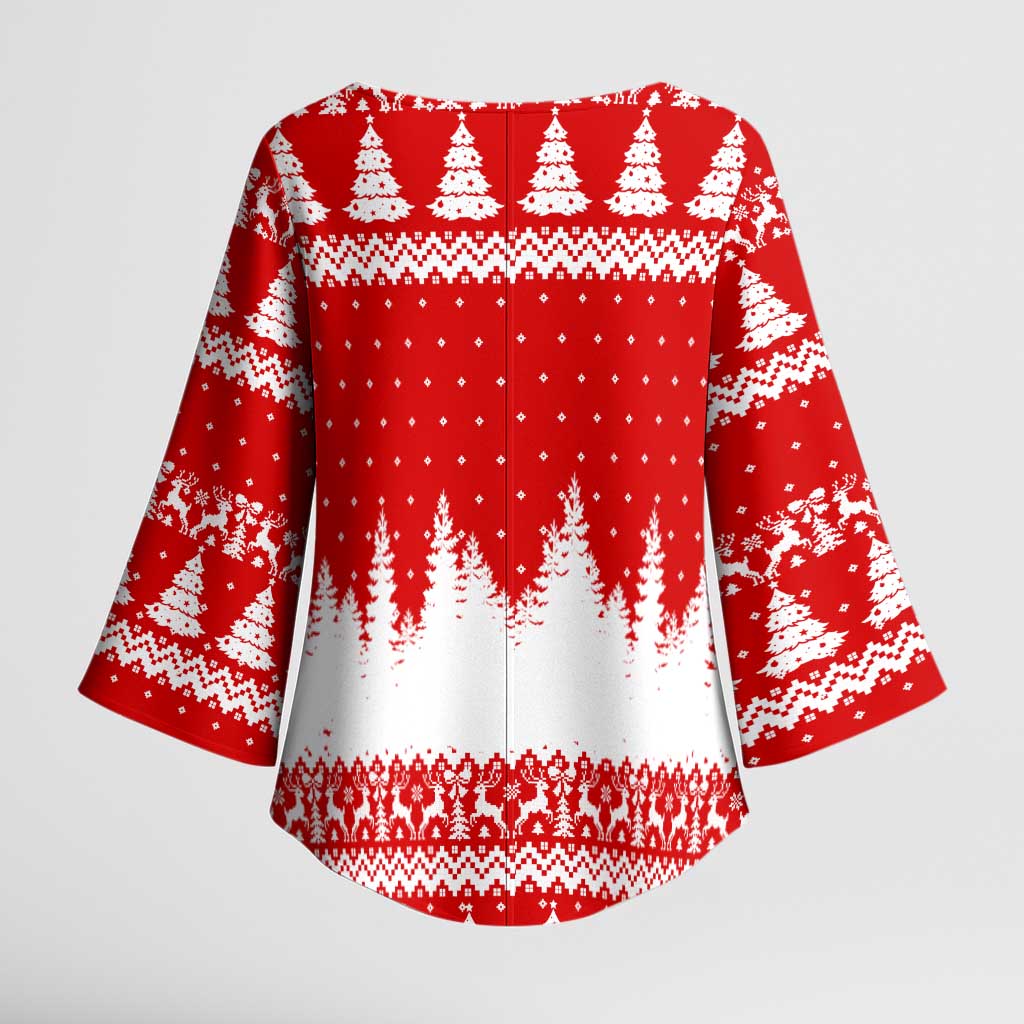 Beagle Dashing Dog Christmas Kimono Sleeve Blouse Xmas Holiday Patterns - Wonder Print Shop