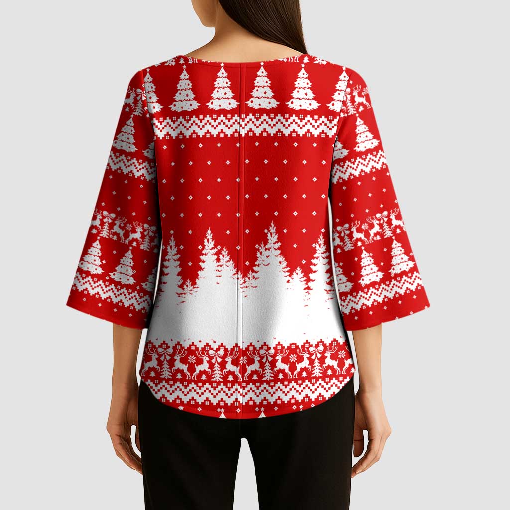 Beagle Dashing Dog Christmas Kimono Sleeve Blouse Xmas Holiday Patterns - Wonder Print Shop