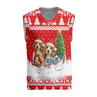 Beagle Dashing Dog Christmas Knitted V-Neck Vest Xmas Holiday Patterns - Wonder Print Shop