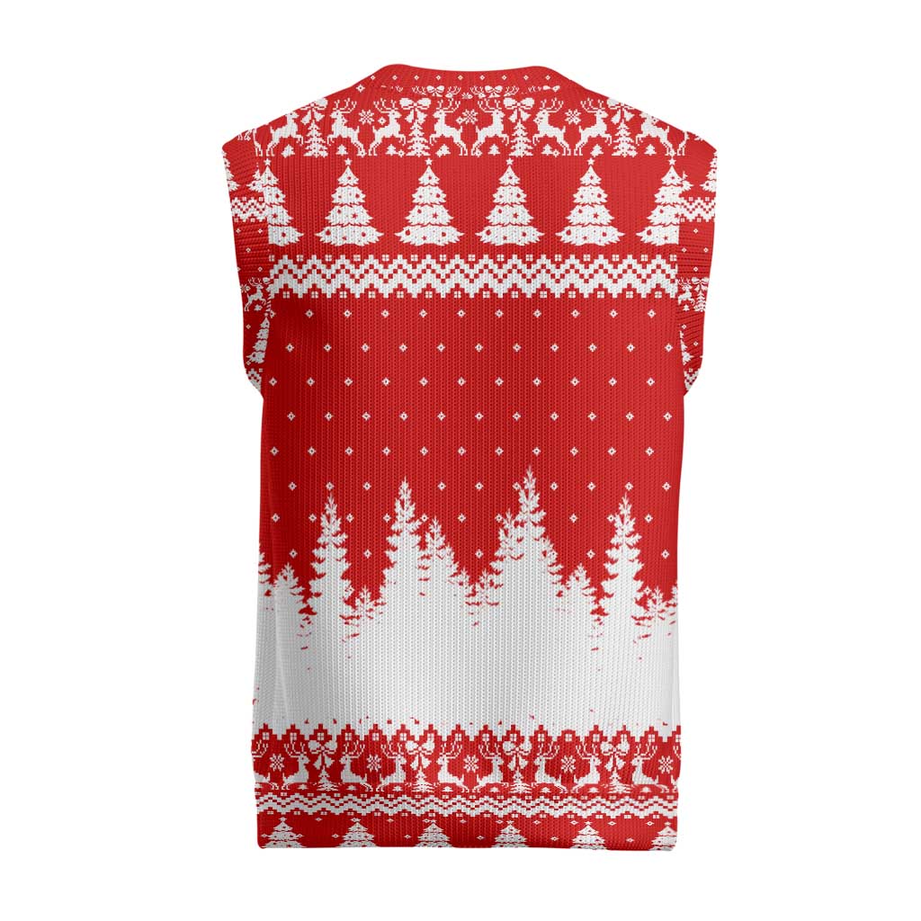 Beagle Dashing Dog Christmas Knitted V-Neck Vest Xmas Holiday Patterns - Wonder Print Shop