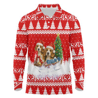 Beagle Dashing Dog Christmas Long Sleeve Polo Shirt Xmas Holiday Patterns - Wonder Print Shop