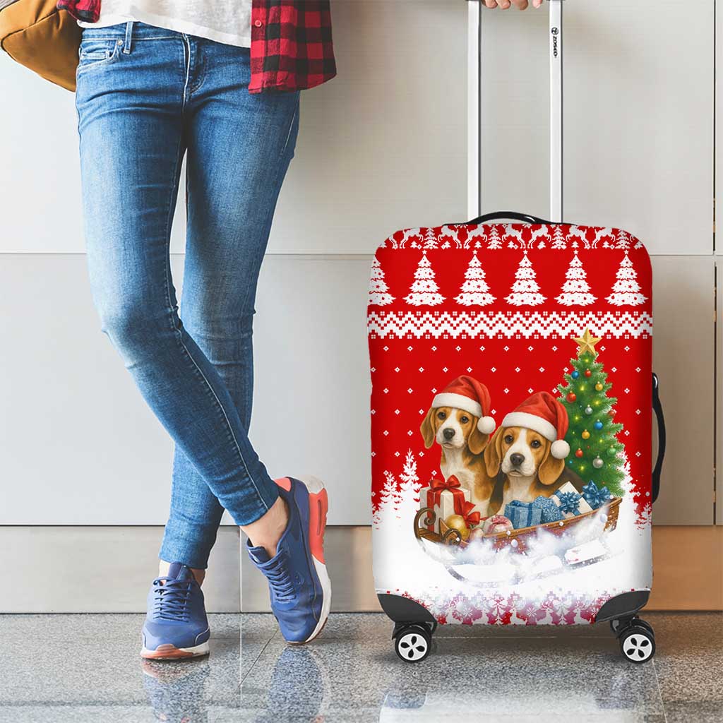 Beagle Dashing Dog Christmas Luggage Cover Xmas Holiday Patterns - Wonder Print Shop