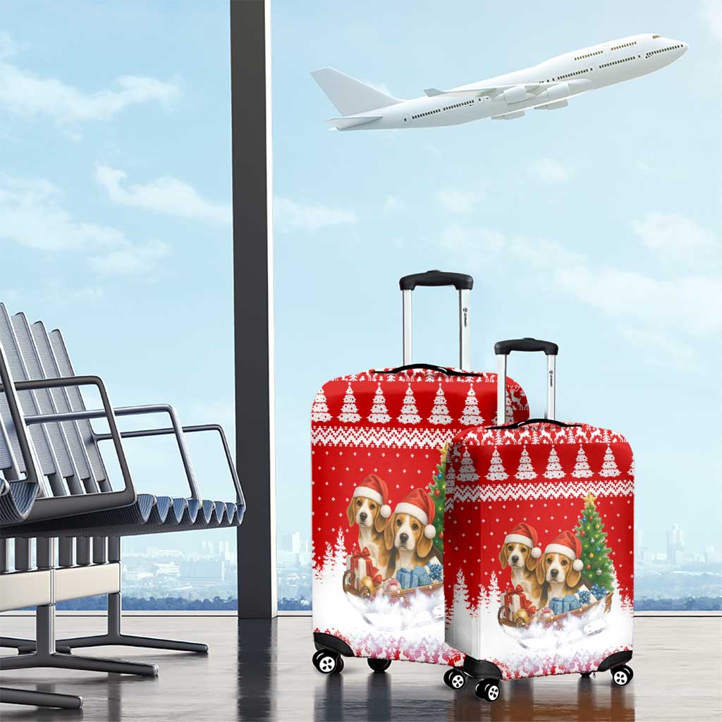 Beagle Dashing Dog Christmas Luggage Cover Xmas Holiday Patterns - Wonder Print Shop
