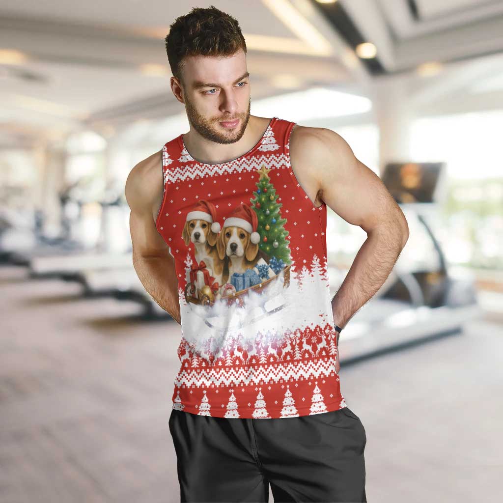 Beagle Dashing Dog Christmas Men Tank Top Xmas Holiday Patterns - Wonder Print Shop