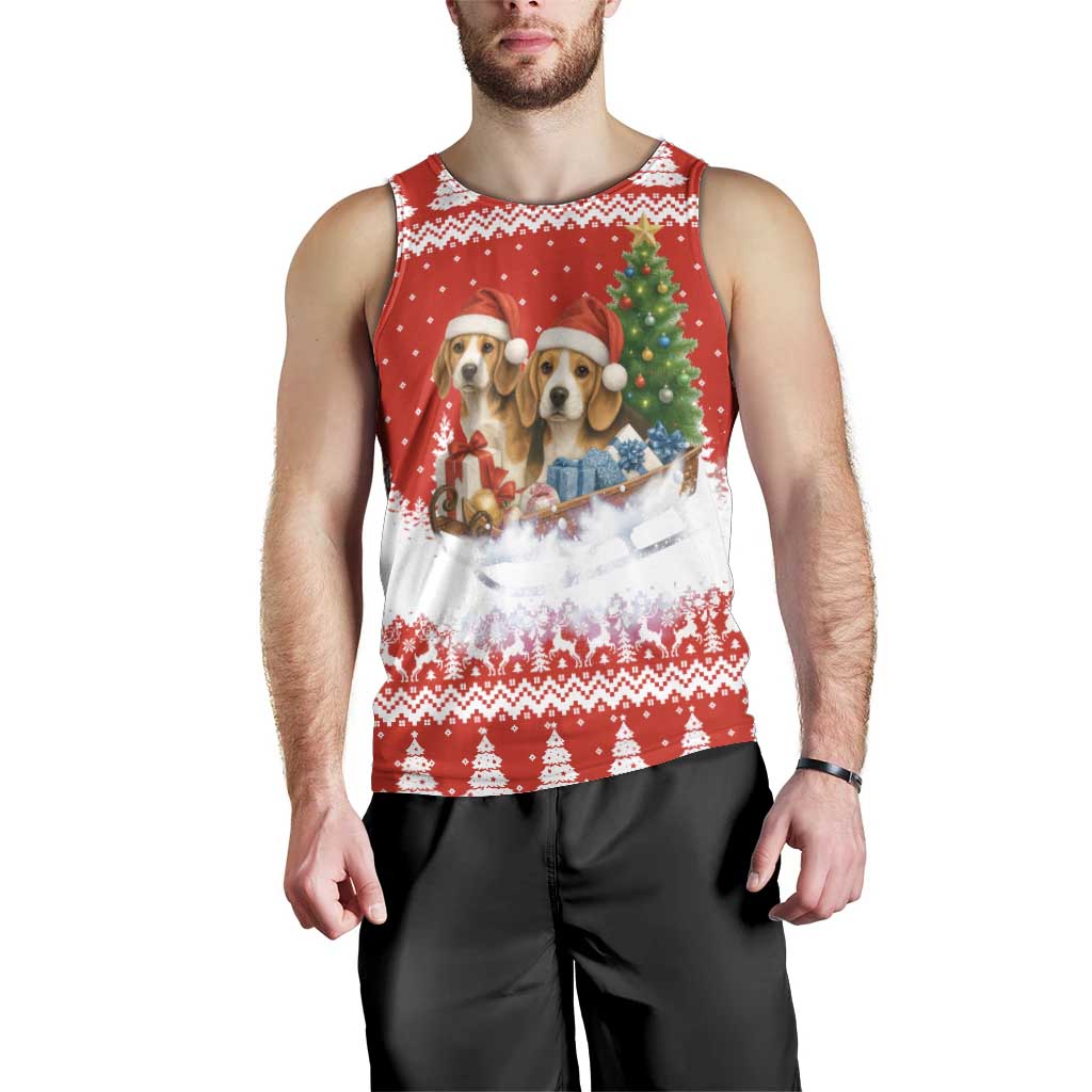 Beagle Dashing Dog Christmas Men Tank Top Xmas Holiday Patterns - Wonder Print Shop