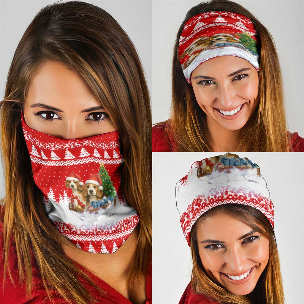 Beagle Dashing Dog Christmas Neck Gaiter Xmas Holiday Patterns - Wonder Print Shop