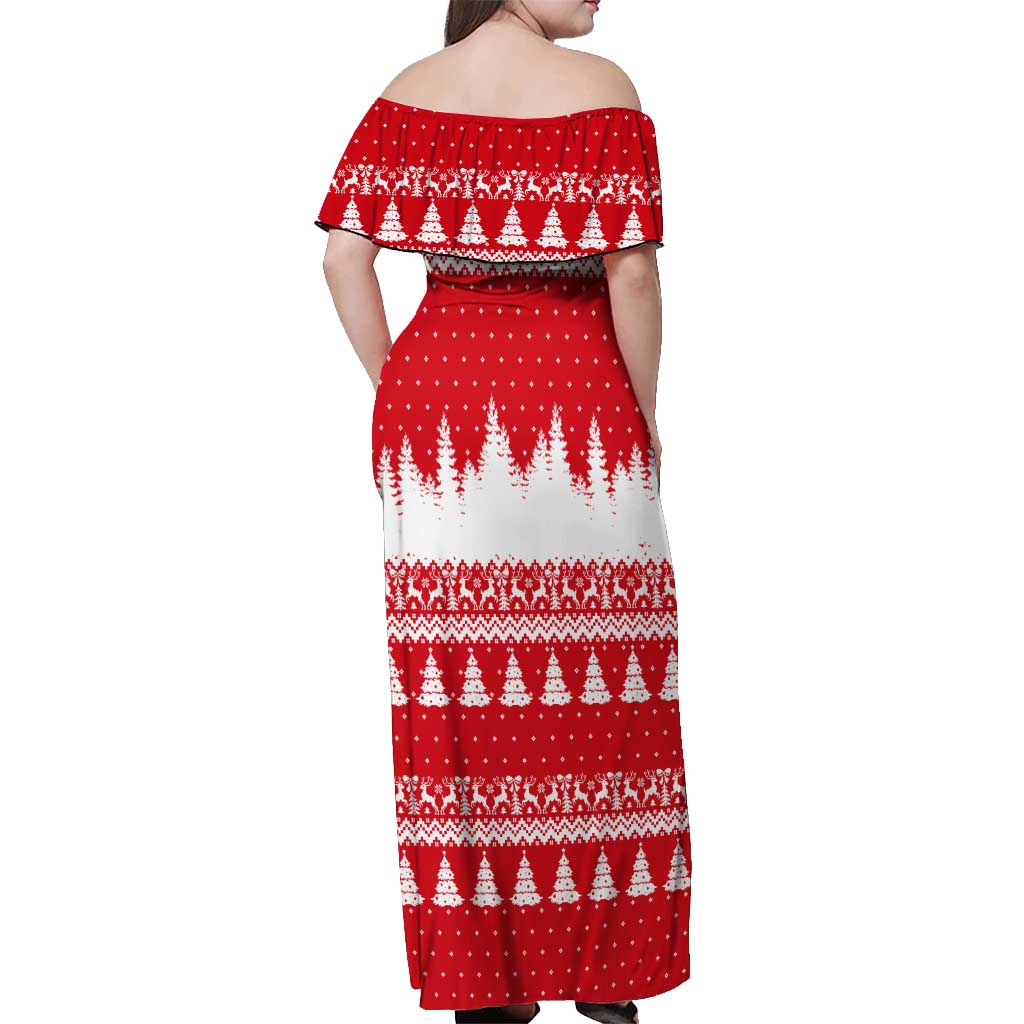 Beagle Dashing Dog Christmas Off Shoulder Maxi Dress Xmas Holiday Patterns - Wonder Print Shop