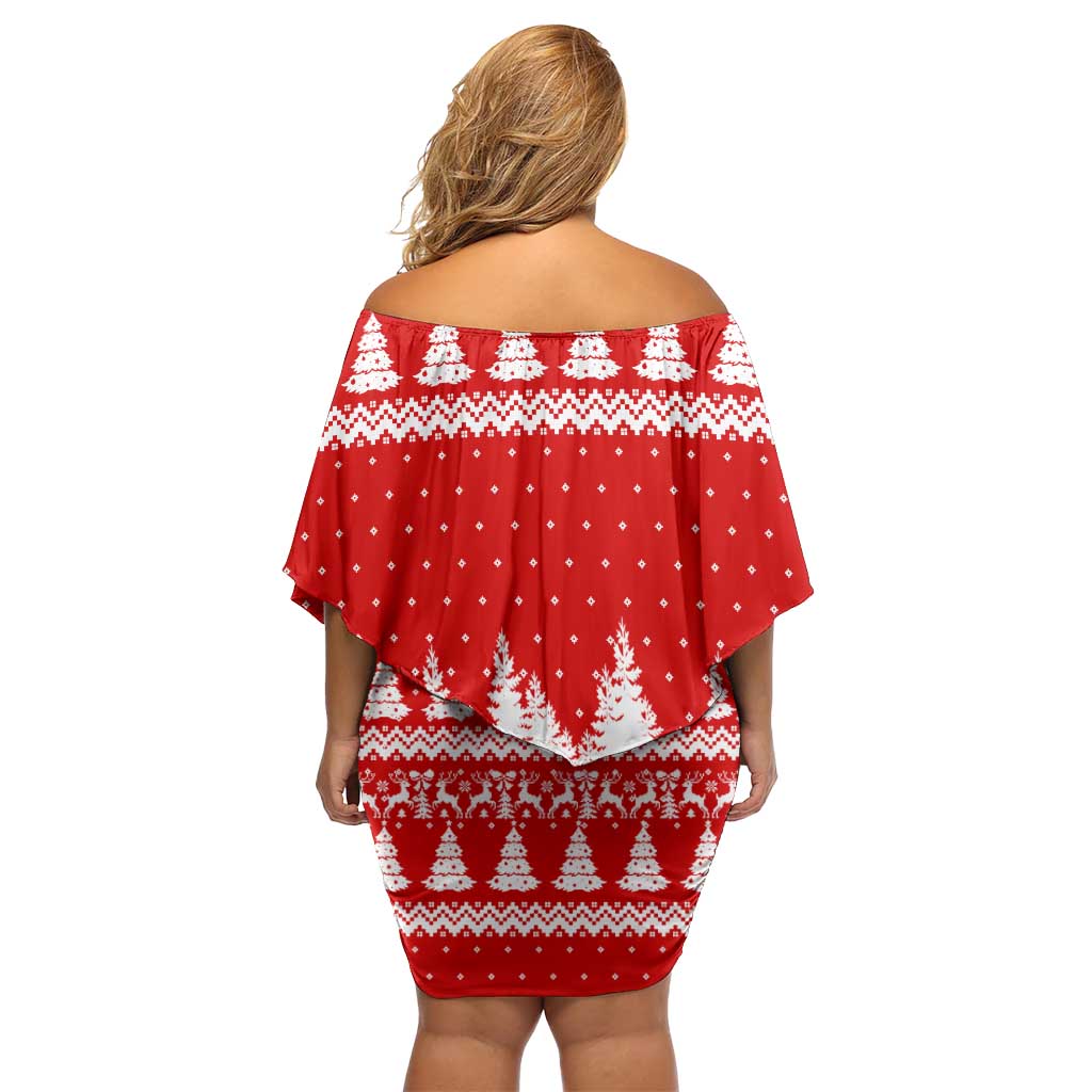 Beagle Dashing Dog Christmas Off Shoulder Short Dress Xmas Holiday Patterns - Wonder Print Shop