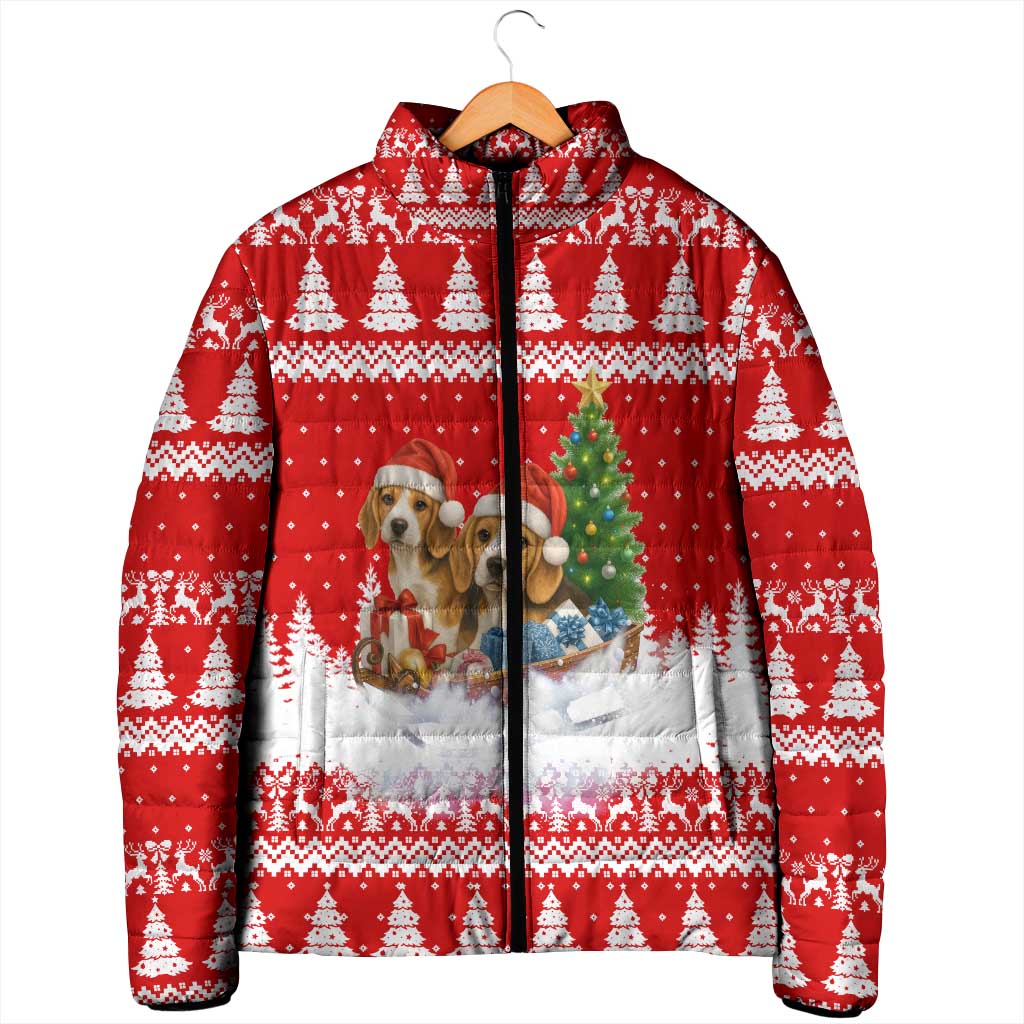 Beagle Dashing Dog Christmas Padded Jacket Xmas Holiday Patterns - Wonder Print Shop