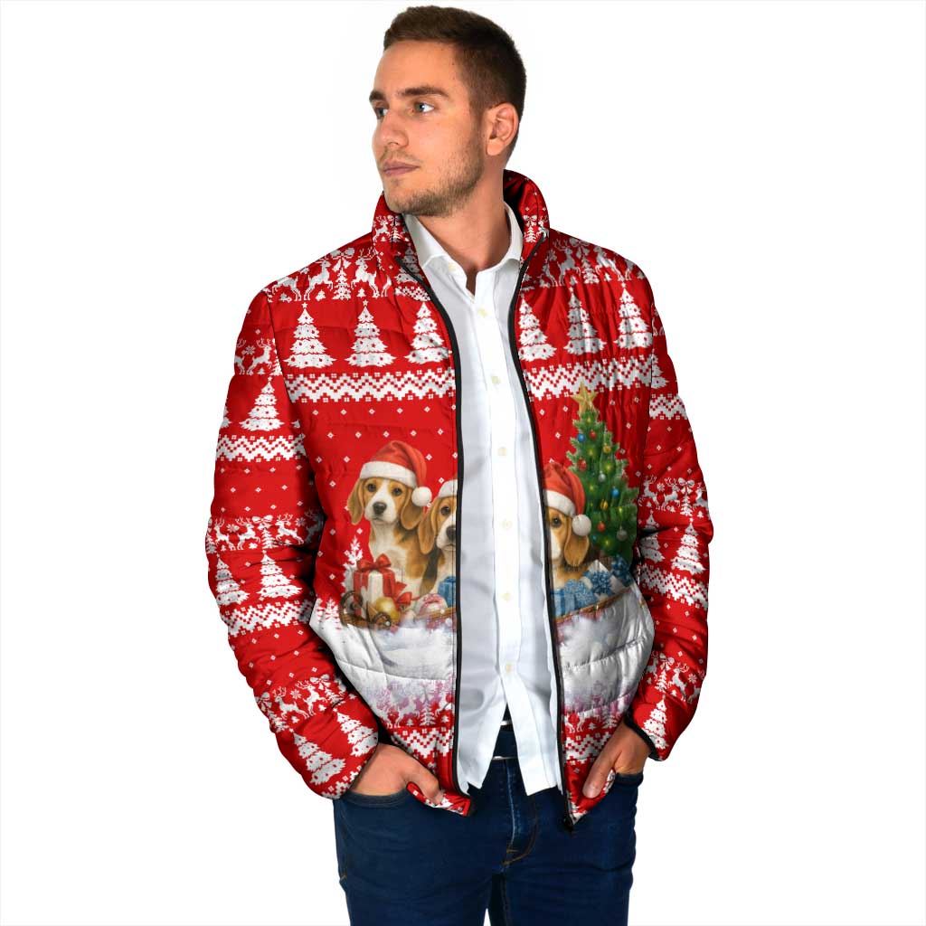 Beagle Dashing Dog Christmas Padded Jacket Xmas Holiday Patterns - Wonder Print Shop