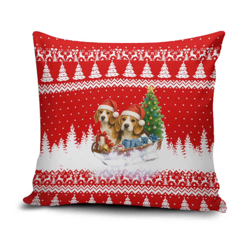 Beagle Dashing Dog Christmas Pillow Cover Xmas Holiday Patterns - Wonder Print Shop