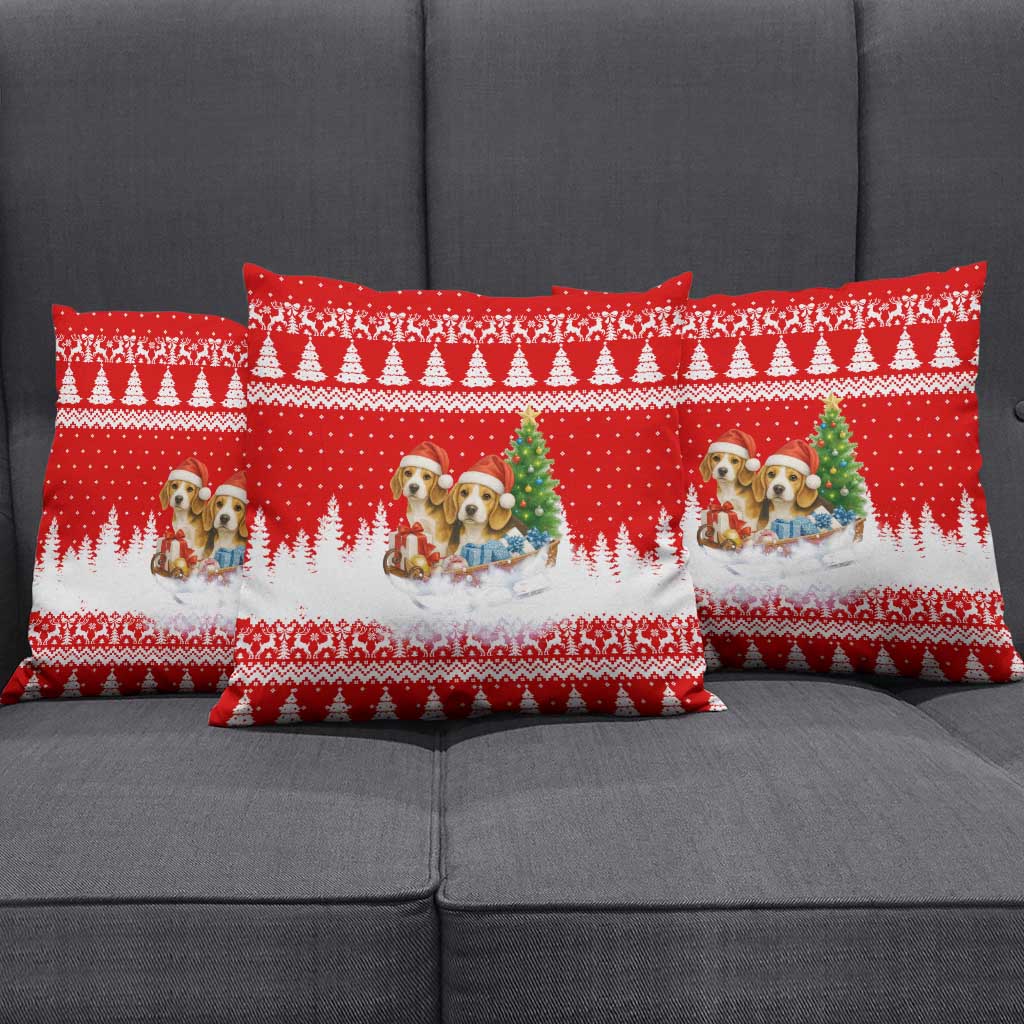 Beagle Dashing Dog Christmas Pillow Cover Xmas Holiday Patterns - Wonder Print Shop