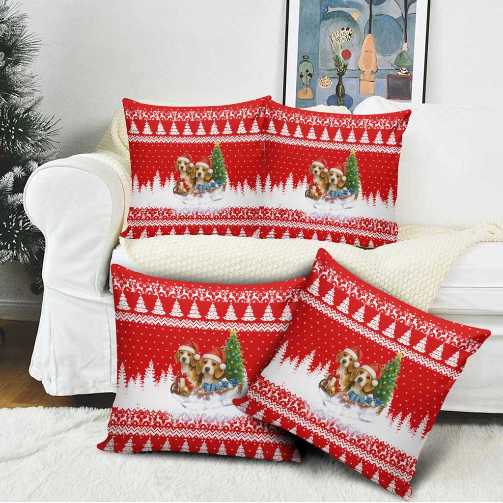 Beagle Dashing Dog Christmas Pillow Cover Xmas Holiday Patterns - Wonder Print Shop