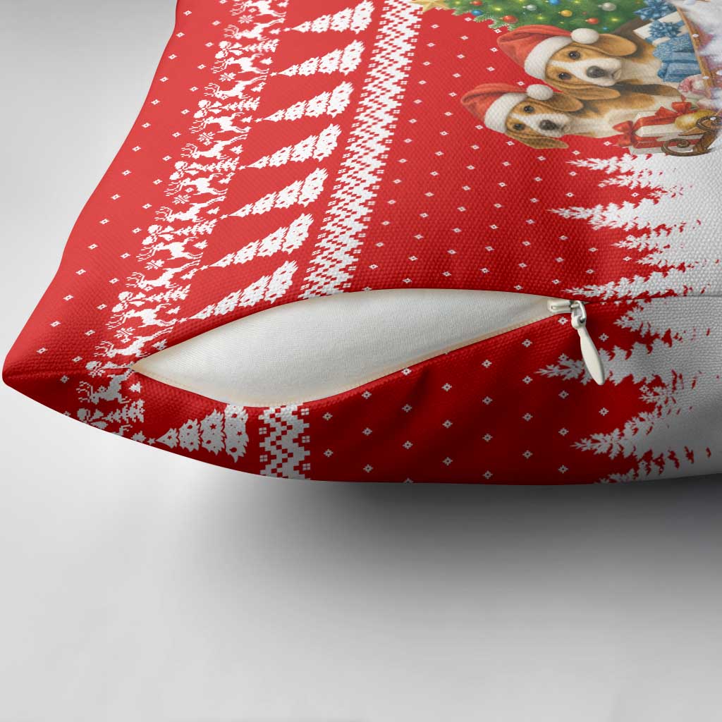 Beagle Dashing Dog Christmas Pillow Cover Xmas Holiday Patterns - Wonder Print Shop