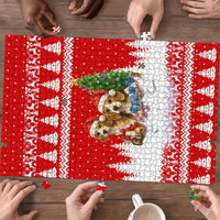 Beagle Dashing Dog Christmas Puzzle Xmas Holiday Patterns - Wonder Print Shop