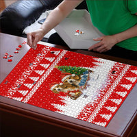 Beagle Dashing Dog Christmas Puzzle Xmas Holiday Patterns - Wonder Print Shop