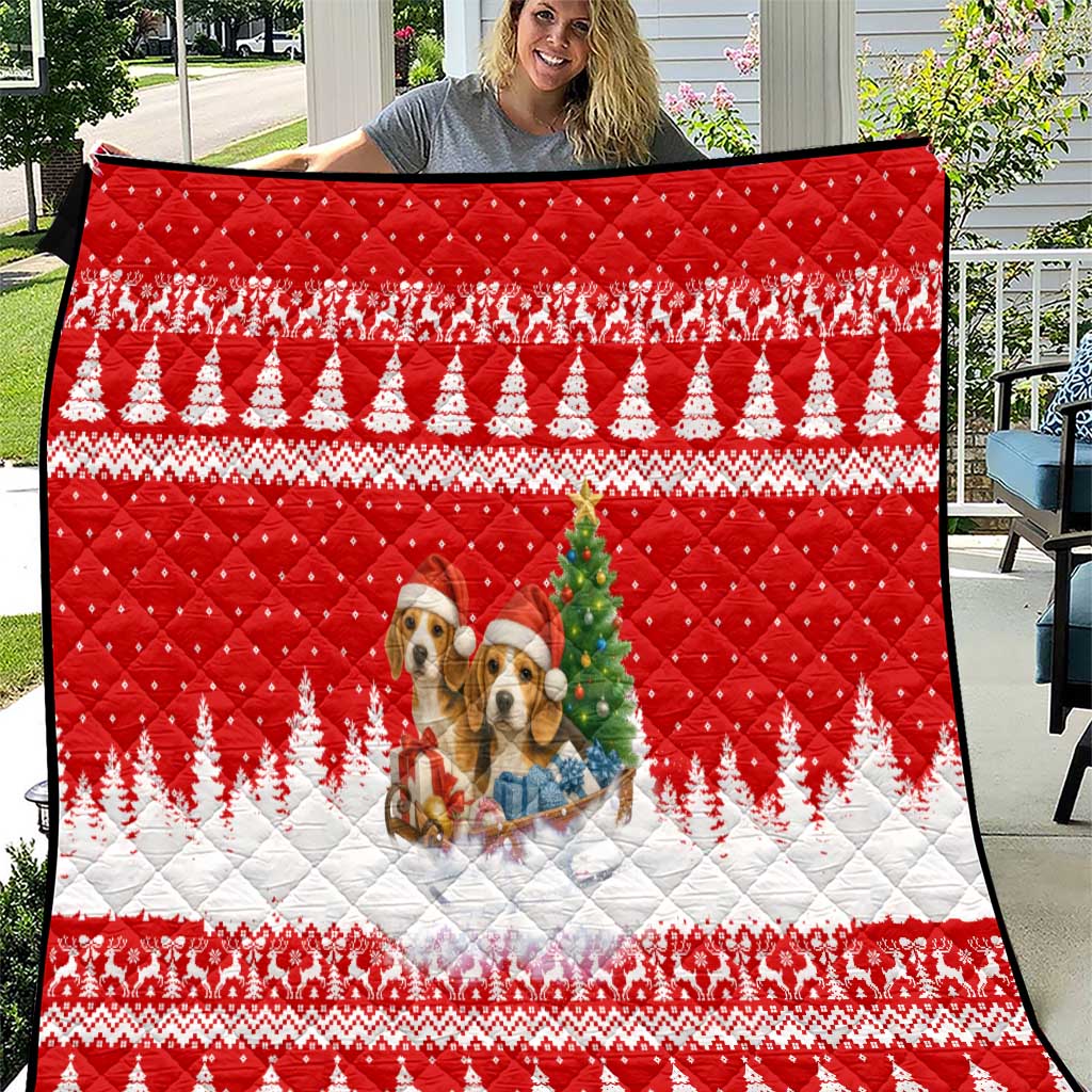 Beagle Dashing Dog Christmas Quilt Xmas Holiday Patterns - Wonder Print Shop