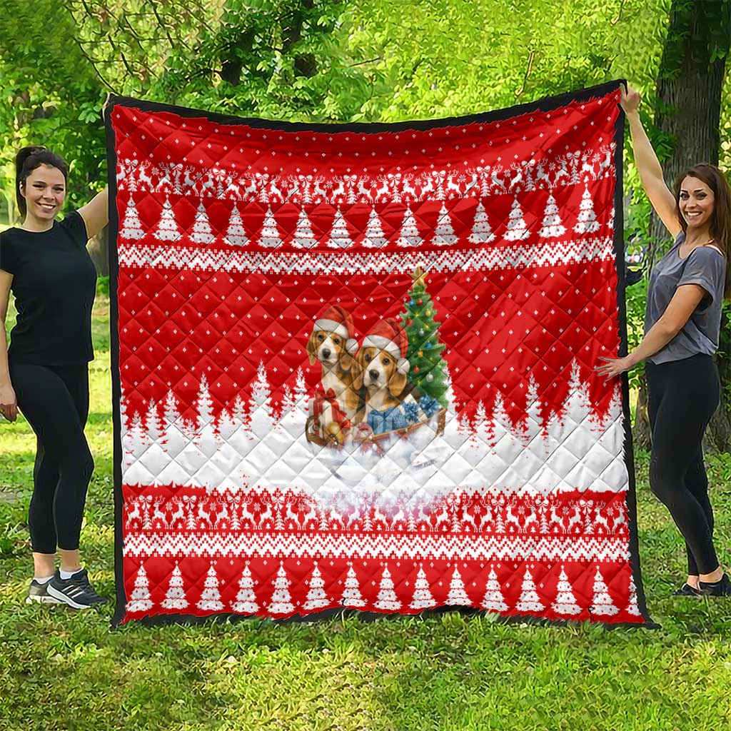Beagle Dashing Dog Christmas Quilt Xmas Holiday Patterns - Wonder Print Shop
