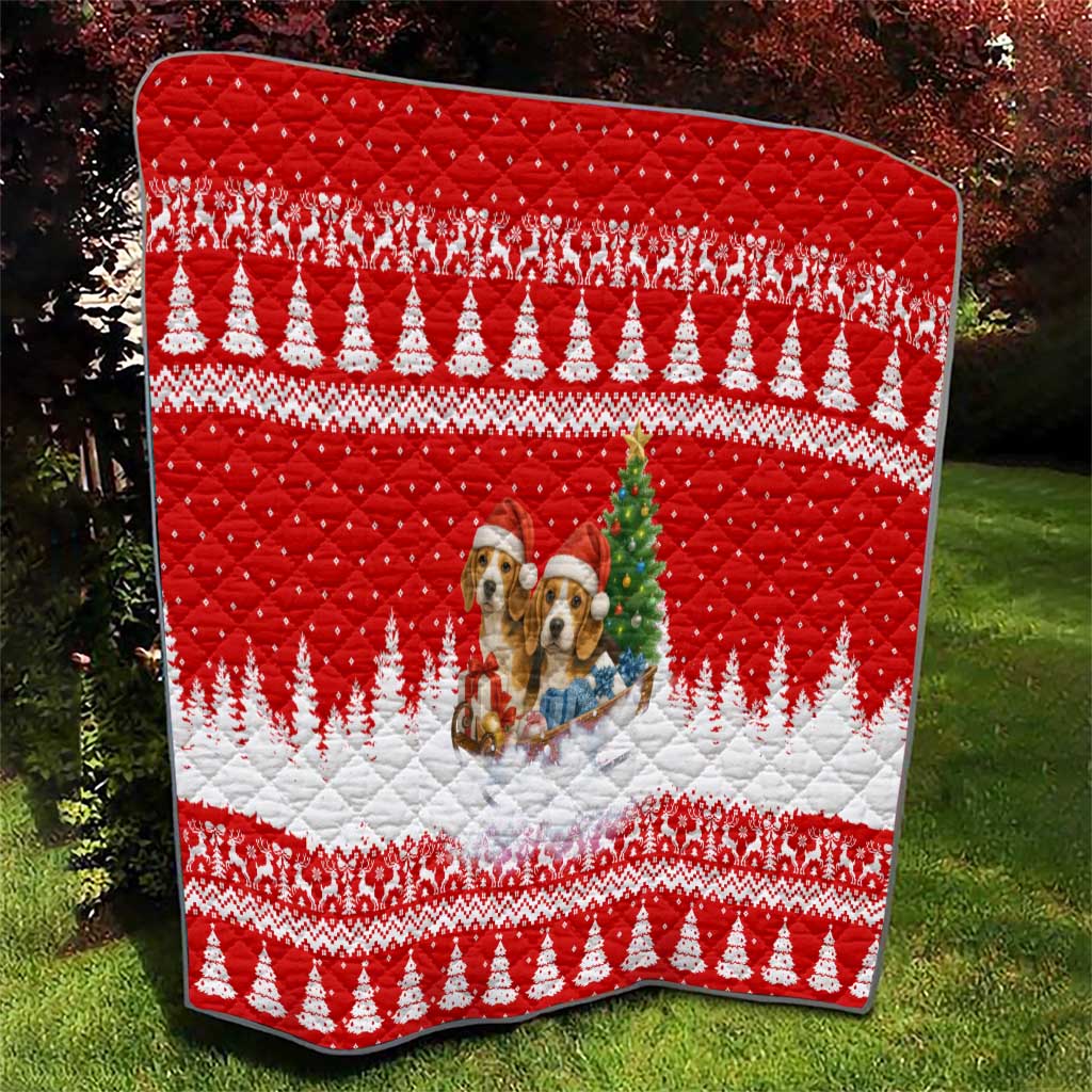 Beagle Dashing Dog Christmas Quilt Xmas Holiday Patterns - Wonder Print Shop