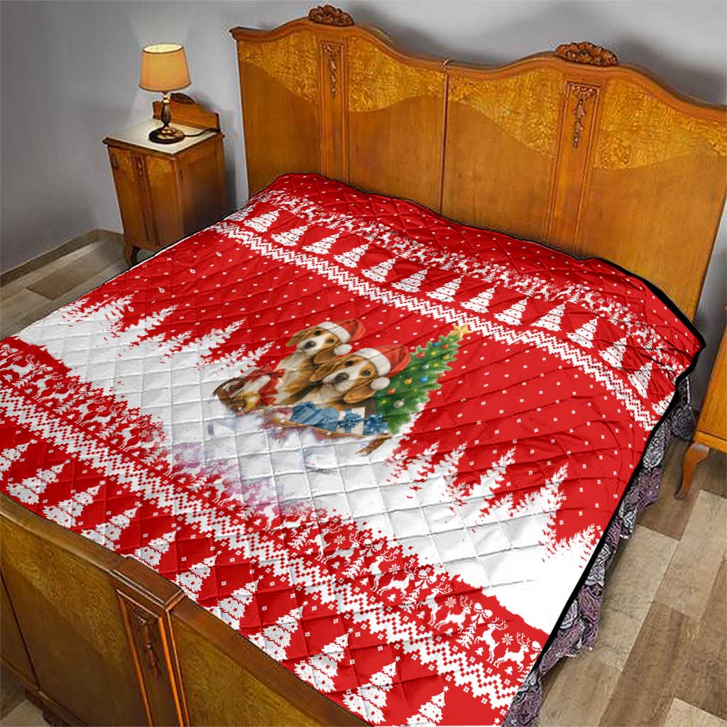 Beagle Dashing Dog Christmas Quilt Xmas Holiday Patterns - Wonder Print Shop