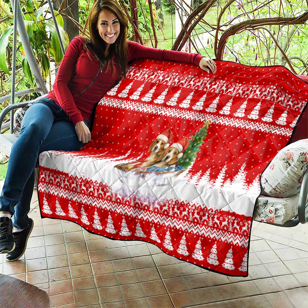 Beagle Dashing Dog Christmas Quilt Xmas Holiday Patterns - Wonder Print Shop