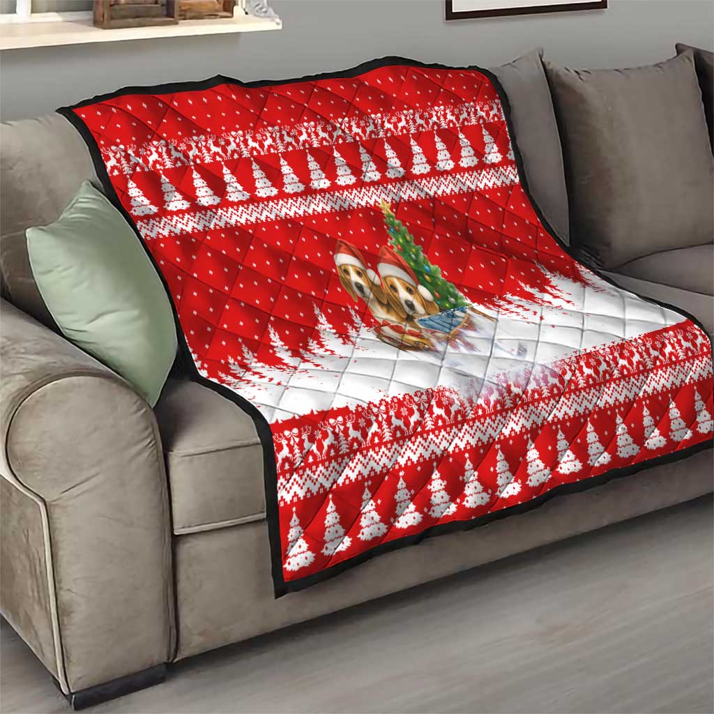 Beagle Dashing Dog Christmas Quilt Xmas Holiday Patterns - Wonder Print Shop