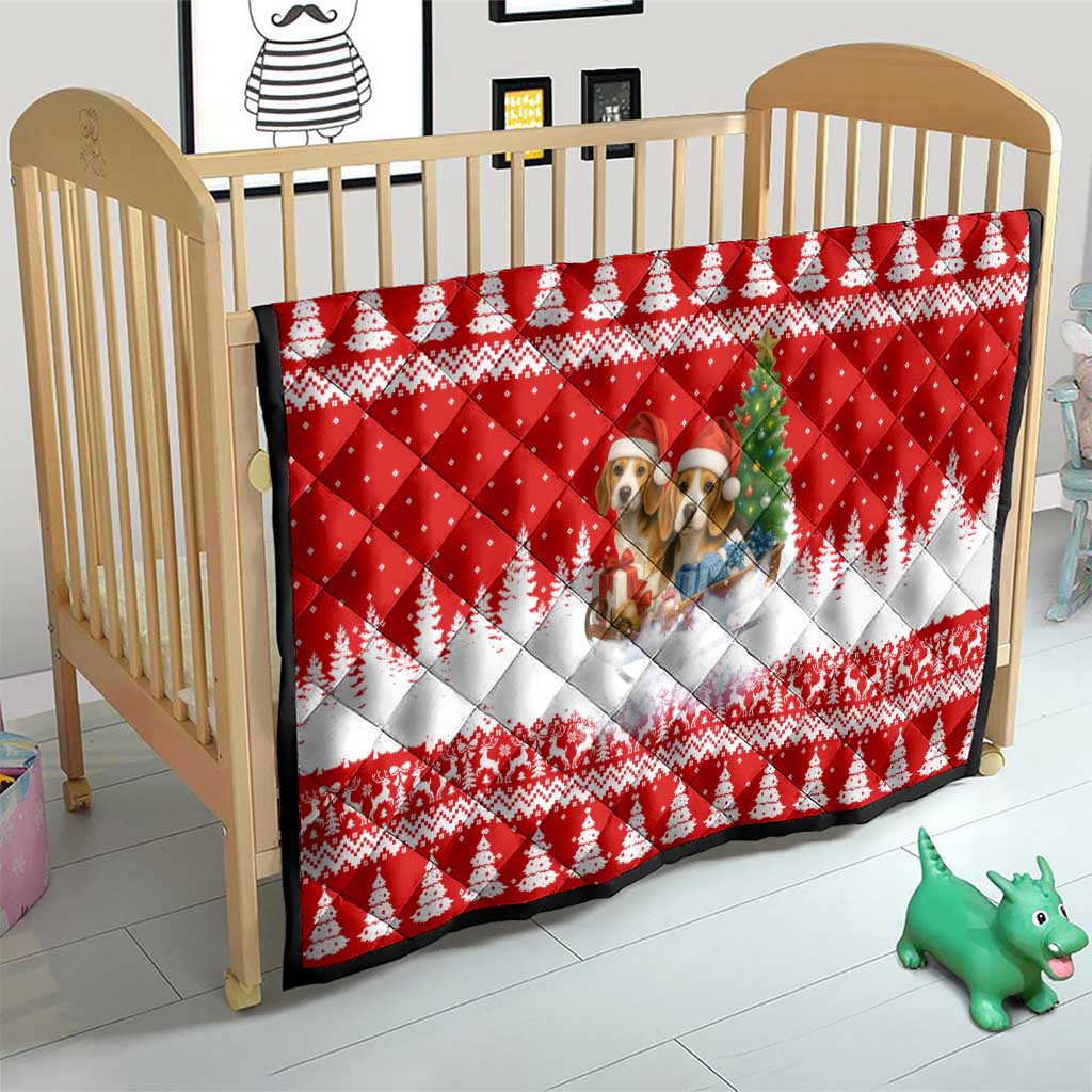 Beagle Dashing Dog Christmas Quilt Xmas Holiday Patterns - Wonder Print Shop