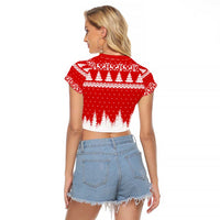 Beagle Dashing Dog Christmas Raglan Cropped T Shirt Xmas Holiday Patterns - Wonder Print Shop