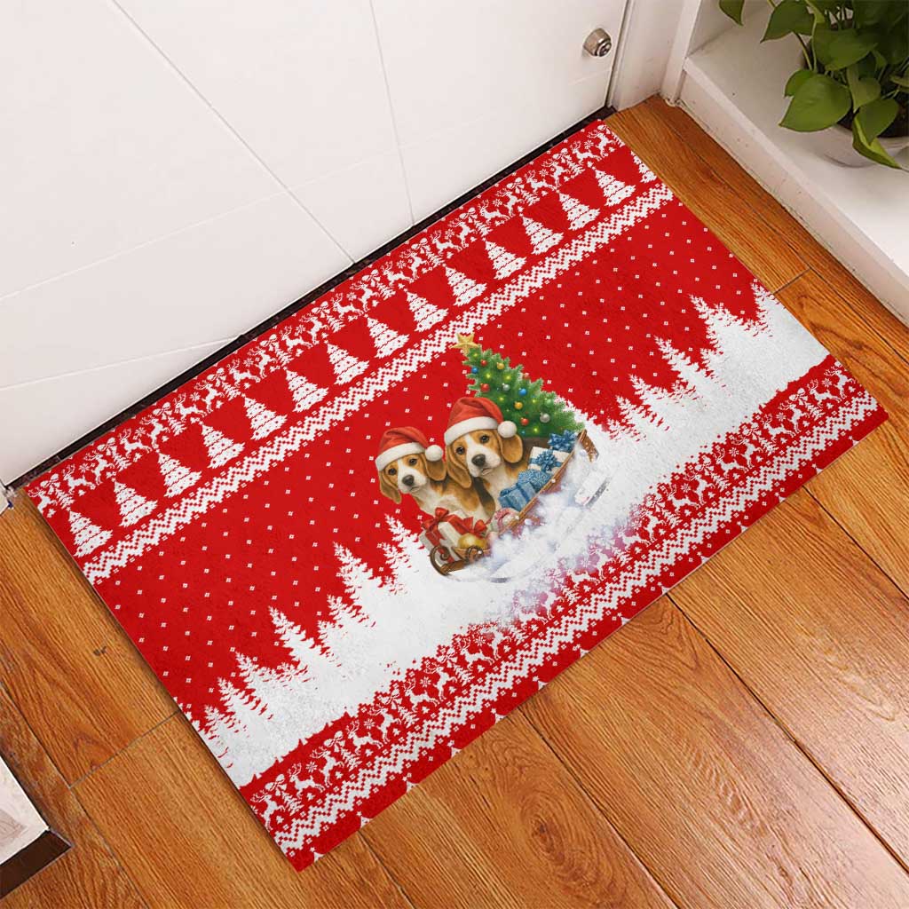 Beagle Dashing Dog Christmas Rubber Doormat Xmas Holiday Patterns - Wonder Print Shop