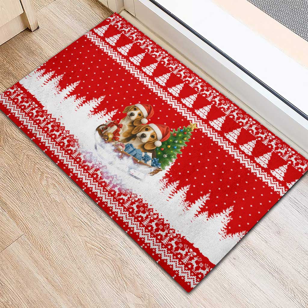 Beagle Dashing Dog Christmas Rubber Doormat Xmas Holiday Patterns - Wonder Print Shop