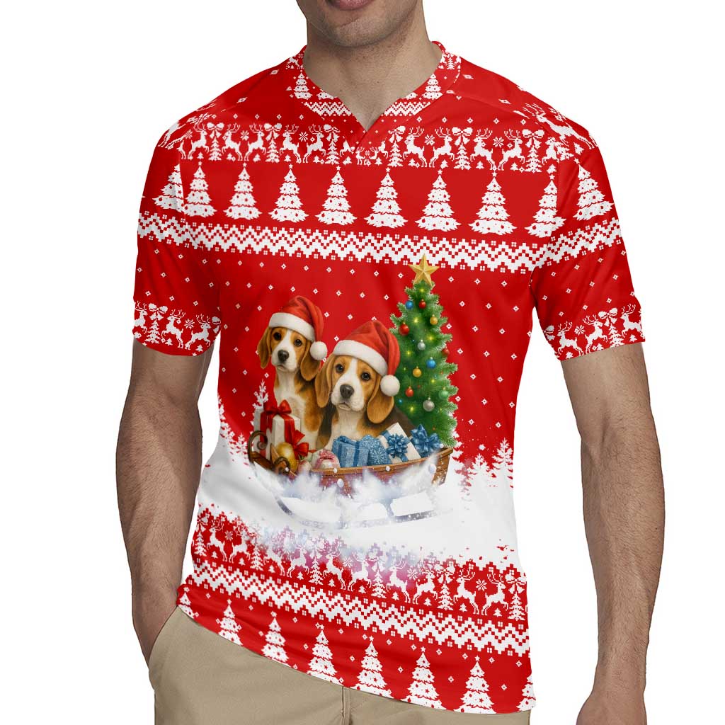 Beagle Dashing Dog Christmas Rugby Jersey Xmas Holiday Patterns - Wonder Print Shop