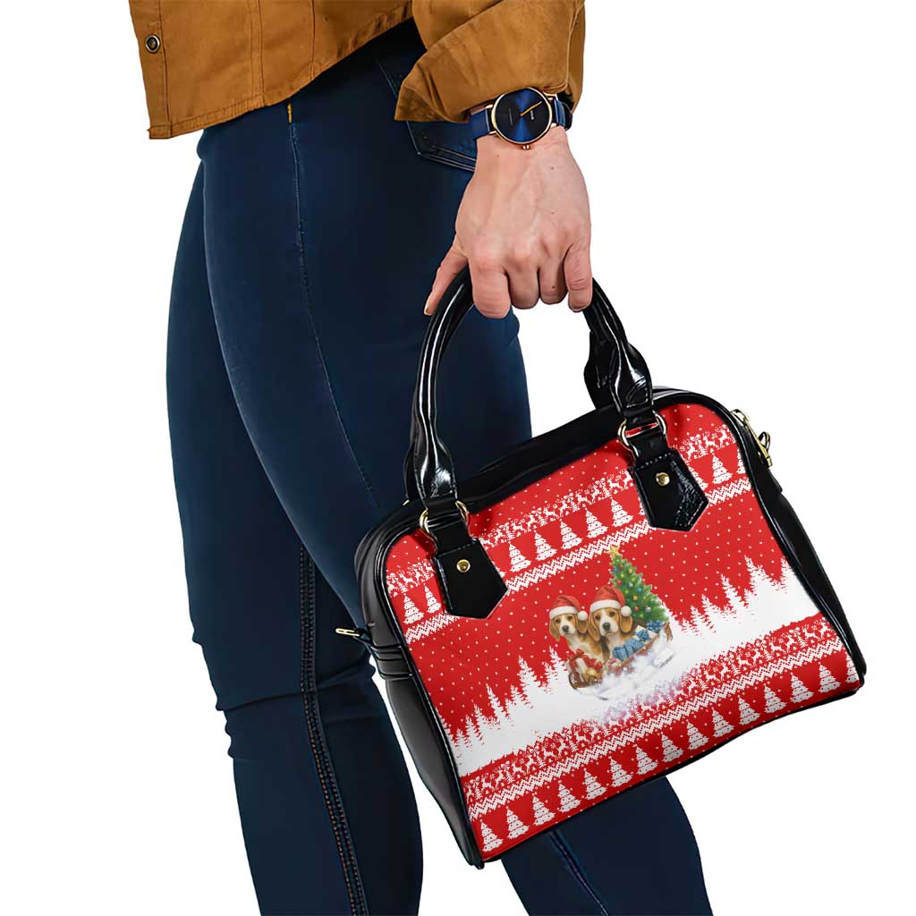 Beagle Dashing Dog Christmas Shoulder Handbag Xmas Holiday Patterns - Wonder Print Shop