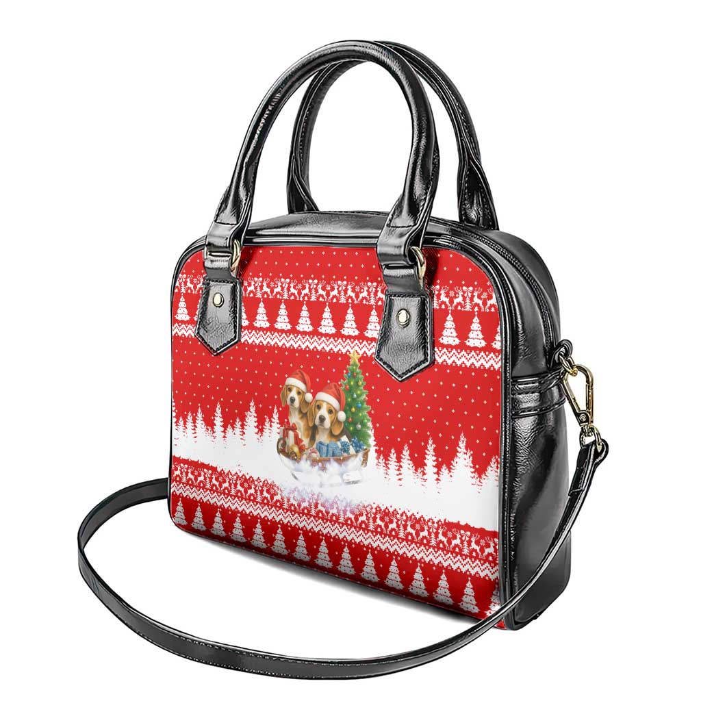 Beagle Dashing Dog Christmas Shoulder Handbag Xmas Holiday Patterns - Wonder Print Shop