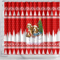 Beagle Dashing Dog Christmas Shower Curtain Xmas Holiday Patterns - Wonder Print Shop