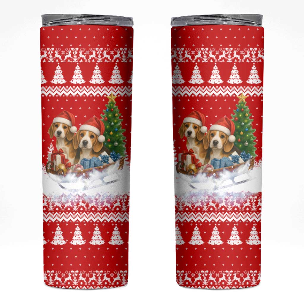 Beagle Dashing Dog Christmas Skinny Tumbler Xmas Holiday Patterns - Wonder Print Shop