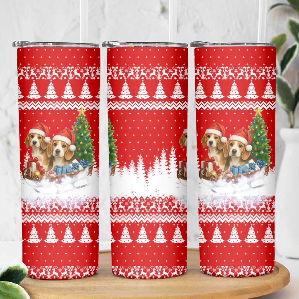 Beagle Dashing Dog Christmas Skinny Tumbler Xmas Holiday Patterns - Wonder Print Shop